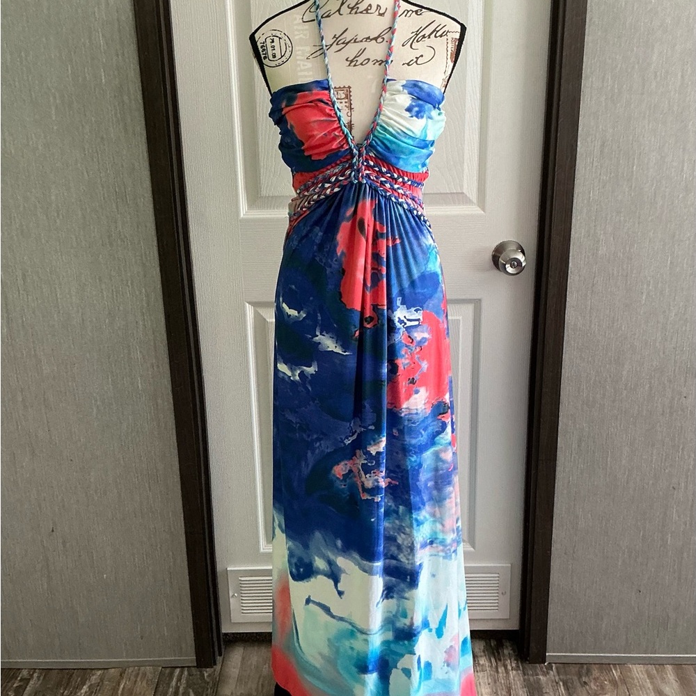 Cynthia Rowley Blue and Red Maxi Dress